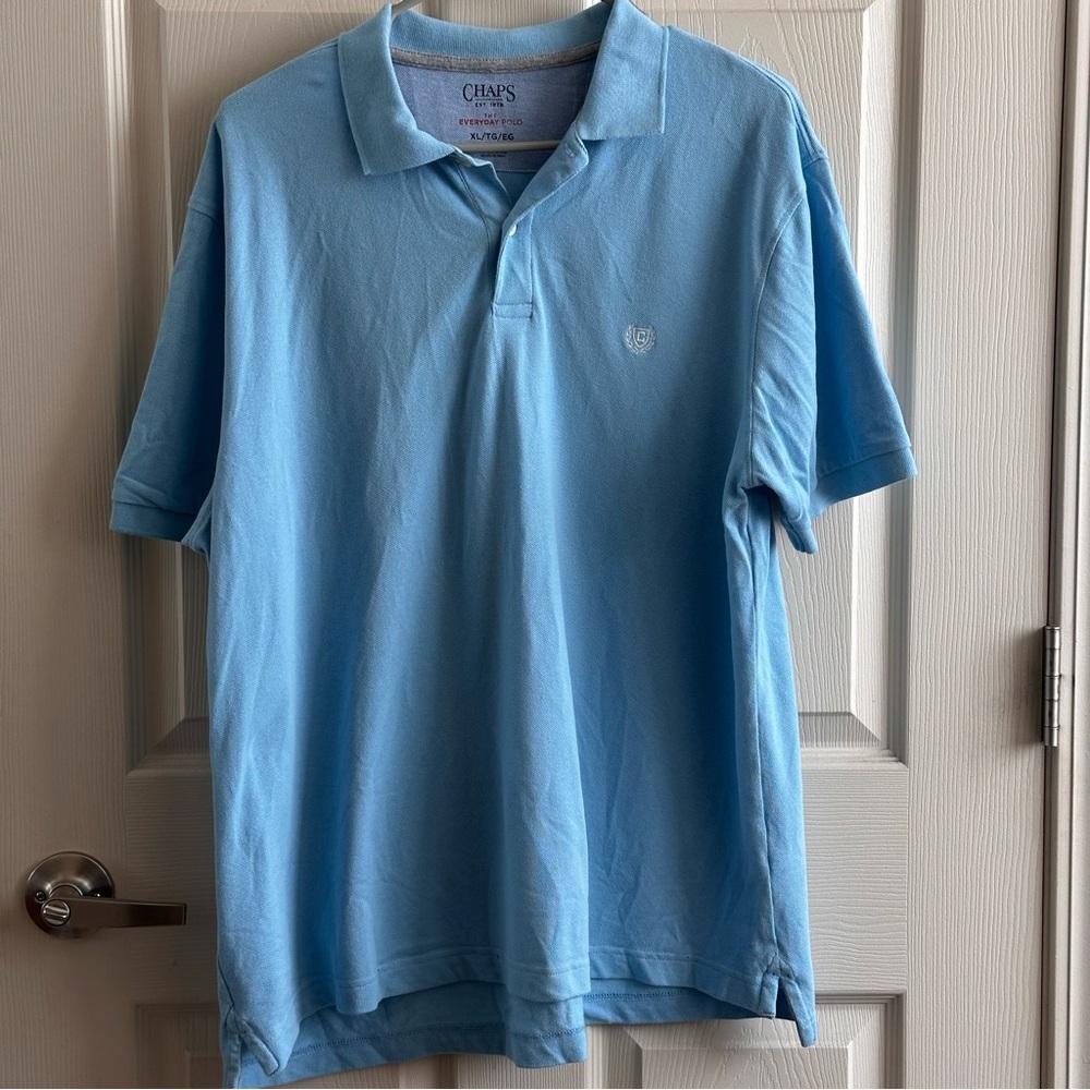 Chaps Men's Light Blue 100% Cotton Polo Shirt Size XL
